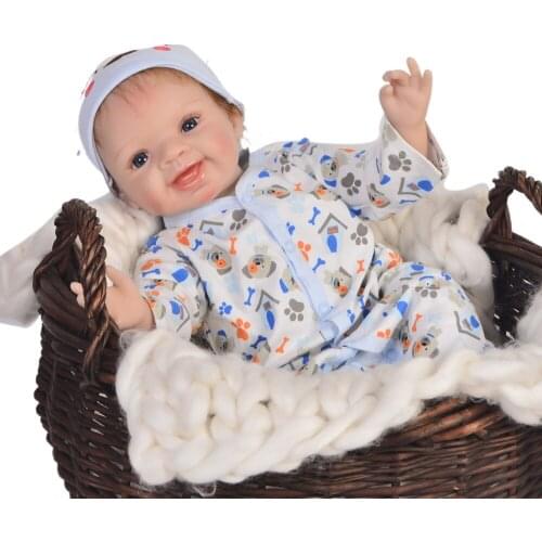 55cm Silicone55cm Silicone Reborn Baby Doll Kids Playmate Gift for Girls Happy angel baby Alive Soft Toys for Bouquets Doll Bebe