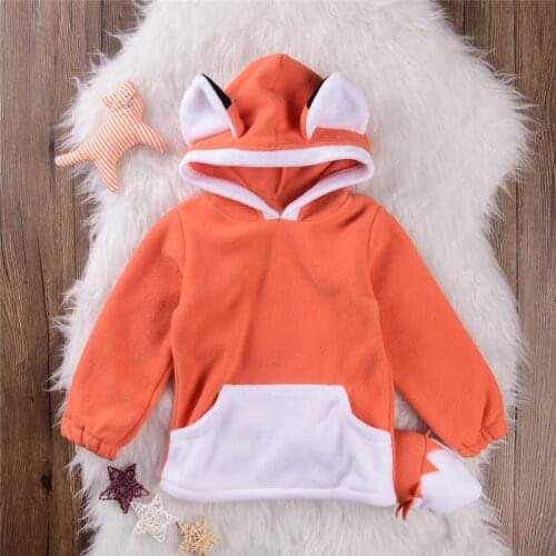 Baby Boys Fox Tail Hooded Sweaters Cartoon Children 's Clothing Spring and Autumn Boys and Girls Fox Jacket