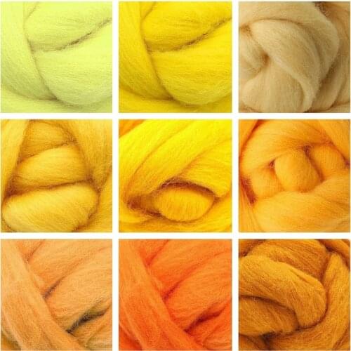 10g (9 Colors) Wool Roving Felting Wool 19 Microns Super Soft Natural Wool Fiber Value Pack for Needle Starter Felting Kit (I)