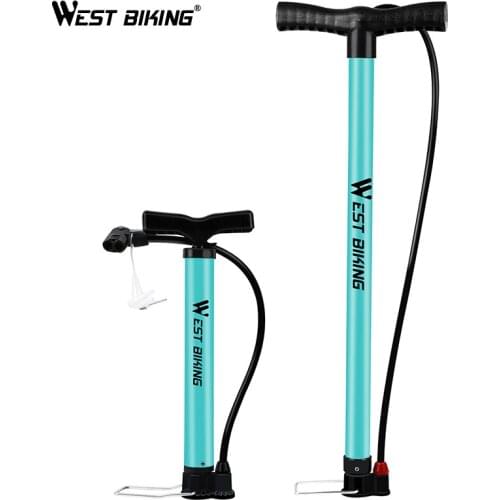 WEST BIKING Cycling Pump 120/160PSI High Pressure Schrader Presta Valve Air Foot Pump Steel Tire Inflator MTB Road Bike Pump