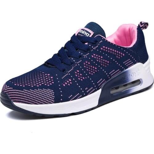 Women Sport Shoes 2019 Brand Comfortable Air Cushion Sneakers Female Breathable Flying Weaving Antislip Flats Outdoor Trainers