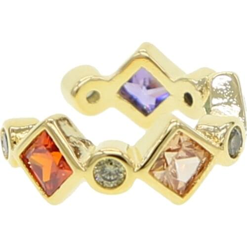 1 PIECE 2019 summer new style square round cz cuff clip on earring for women fashion geometric circle rainbow colorful jewelry