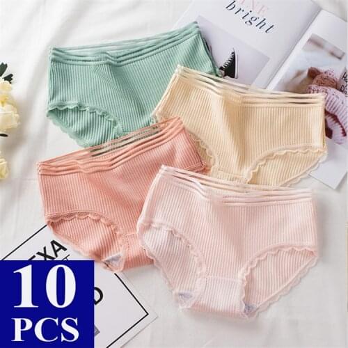 Women Underwear 10pcs Cotton Panties for Women Underpant Briefs Lace Panties Women Sexy Lingerie Women Shorts Tanga Mujer Bow