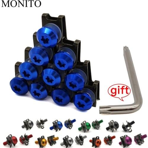 10PCS CNC For YAMAHA tdm 900 850 mt125 mt03 mt01 mt 125 03 01 xt660 Motorcycle Fairing Screws Custom Moto Body Spring Nuts Bolts