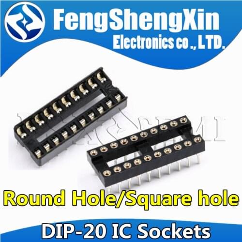 10pcs DIP-20 Round Hole Square hole 20 Pins 2.54MM DIP DIP20 IC Sockets Adaptor Solder Type IC Connector
