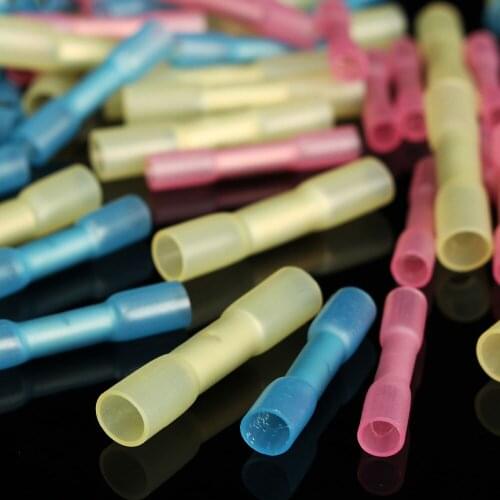 New High Quality 100PCS Heat Shrink Butts Electrical Crimp Terminals Wire / Cable Connectors 40Red + 40Blue + 20 Yellow 10-22WAG
