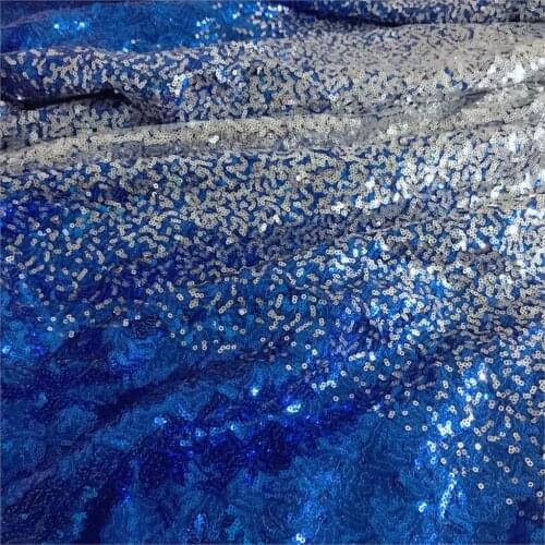 135cm gradual royal blue silver sequined prom evening Dress children dress Applique DIY Fabric Patch free shipping