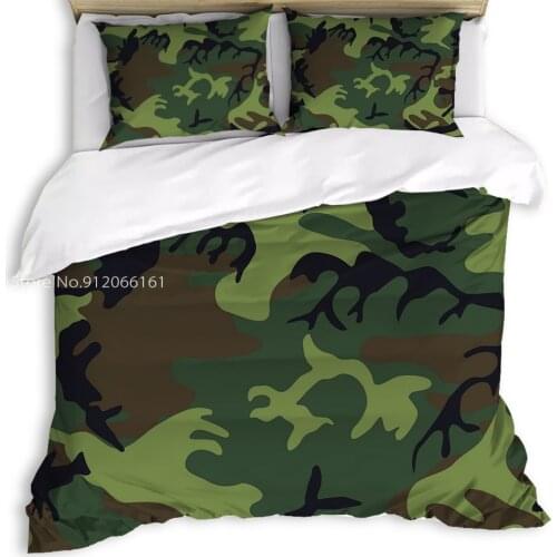 Camouflage 3/2Pcs Duvet Cover With Pillowcase Sets Soft Cartoon Cactus Pineapple Bedding Set Double Queen King Quilt Bedclothes