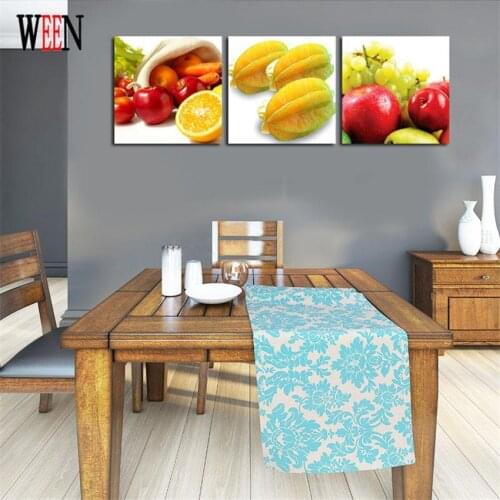 WEEN Stretched And Framed Fruits Wall Pictures For Home Decor Apple Arts Decorative Lemon Poster Retro 3Pcs Posters And Prints