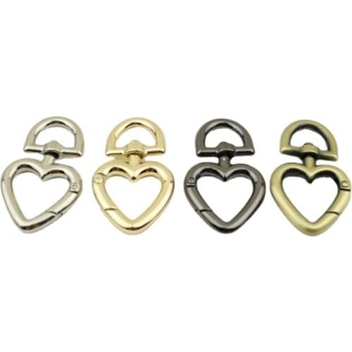4/8Pcs Heart Shape Spring Buckle With Rotate D Ring For Key Chain Phone Case Shoes Bag Leather Carft Belt Accessories