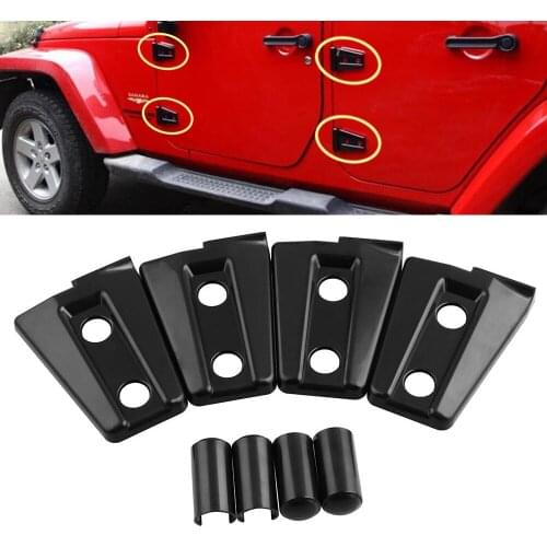 4PCS/SET Black Door Hinge Cover for Jeep Wrangler JK Unlimited 4 Door 2007- 2018