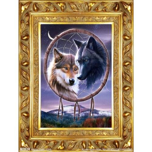 Diamond Embroidery Diy Diamond Painting Cross Stitch Kits Diamond Mosaic Wolf couple Full Square Diamond Embroidery AS021