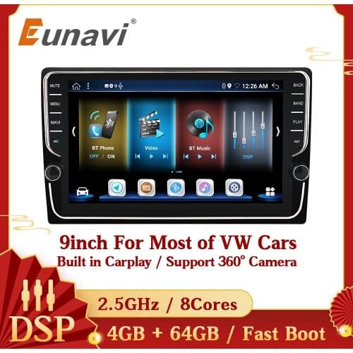 Eunavi 9inch Android 10 Car Radio Stereo Multimedia Video Player Universal Head unit 2 Din GPS Navigation steering wheel control