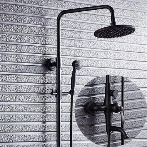 Bathroom Shower System, Oil Rubbed Bronze / Black, K80-A1, soild brass