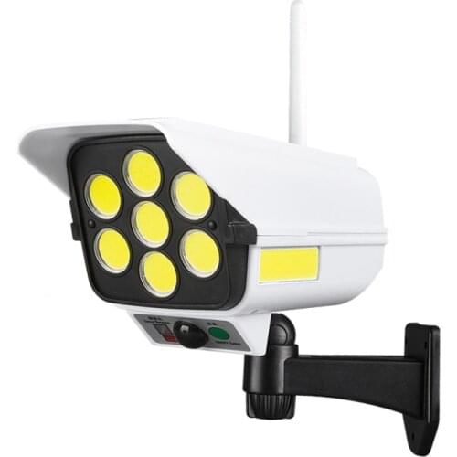 Motion Sensor LED Solar Power Floodlight Remote Control Garden False Camera Simulation Monitor Street Lamp Outdoor Lighting