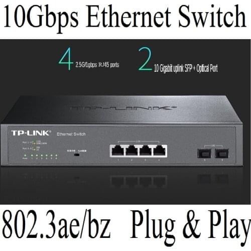 6* Ports 10GBASE-T Ethernet Switch 4*2500Mbps RJ45 10 Gigabit SFP+ Optical Port Network Switch IEEE 802.3ae/bz 16K MAC Plug&Play