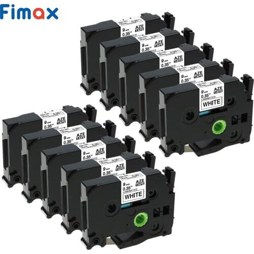 Fimax 10 Pack Compatible Standard Laminated Label Tape TZe-221 TZe221 TZ-221 TZ221 for Brother P-Touch PT-D200 PT-D210 PT-1800 P