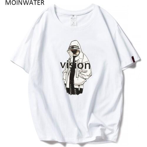 MOINWATER Women Cartoon White Black T shirts Ladys Casual Cotton Summer Tees&Tops Female Comfortable Fashion T-shirt MT1937