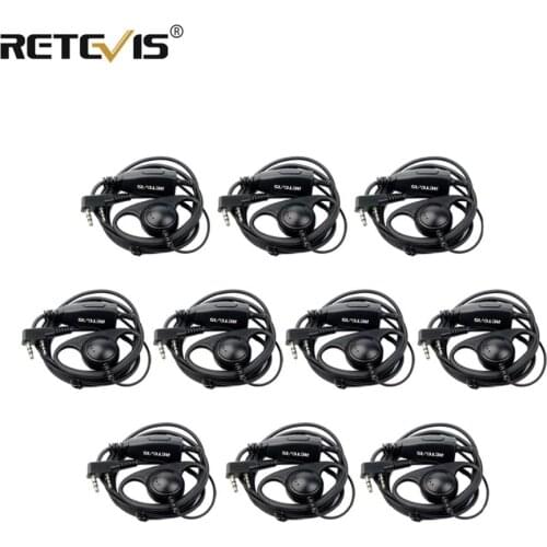 10pcs D Shape 2Pin Soft Ear Hook Headset PTT Mic Accessories For Kenwood Retevis H777 RT5 RT21 Baofeng 888s UV 5R Walkie Talkie