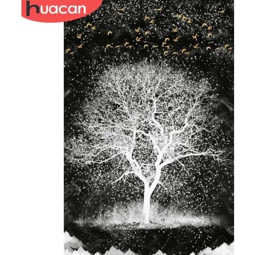 HUACAN 5D DIY Diamond Painting New Black And White Tree Diamond Embroidery Sale Landscape Rhinestones Mosaic Home Decor