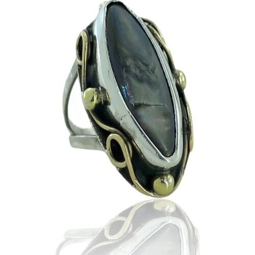 Authentic Hand Production Black Pearl Sterling 925 Silver Ring
