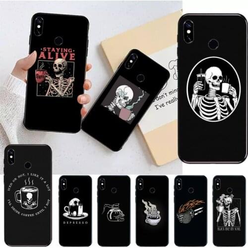 Latte coffee Skull Tattoo pattern Phone Case For Xiaomi Redmi note 7 8 9 t k30 max3 9 s 10 pro lite shell funda coque
