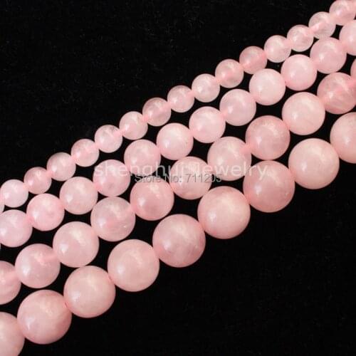 Natural Rose Quart 4,6,8,10,12,14,16,20mm Round Beads15"/38cm ,For DIY Jewelry making , provide mixed wholesale for all items
