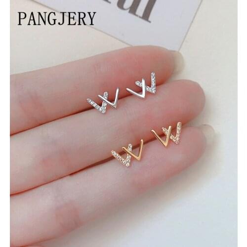 PANGJERY 925 Sterling Silver Earrings for Women INS Fashion Creative Exquisite Luxury Letter W Shape Engagement Jewelry Gifts