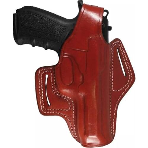 Glock 19/23/25/32/38 Handmade Real Cowskin OWB Carry Two Slot Pancake Style Thumb Break Pistol, gun Holster