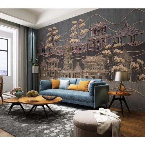 Custom Wallpaper 3d Classical architecture with Golden lines landscape 3D TV Background Wallpaper mural Living room Bedroom