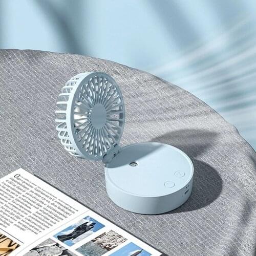 USB Fan Handheld Folding Fan Humidifying Spray Shaking Head Colorful Night Light Portable Mini 1200mAh Electric Small Fan