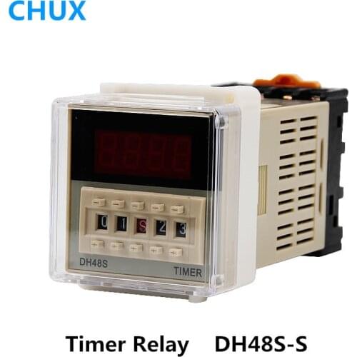 Hot DH48S-S DH48S 0.1s-990h AC110v 220v 12vdc 24vdc Repeat cycle SPDT Time Relay solid state relay Sealed With Relay Socket