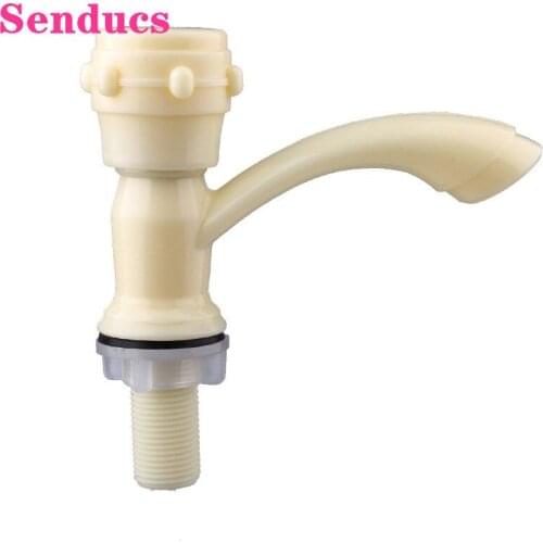 Single Cold Basin Faucet Senducs Deck Mounted Single Cold Bathroom Mixer Faucets Quality Plastic Cold Basin Sink Mixer Taps