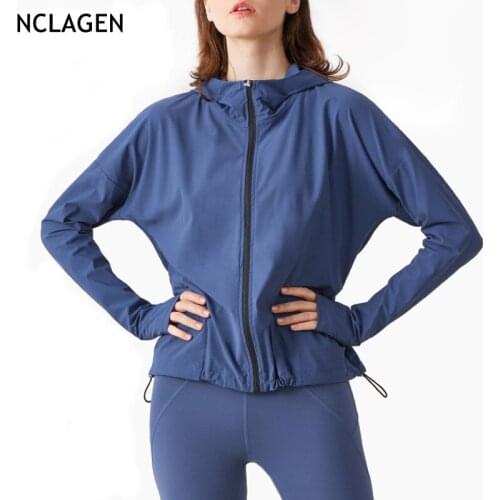NCLAGEN Sport Jacket Women Casual Loose Running Coat Autumn Zipper Fitness Active Wear Gym Hoodies Breathable Workout Sportswear