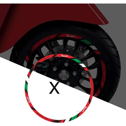 Motorcycle 12" Wheel Reflective Sticker Kit Case for Vespa GTS GTV 250 300 Sprint 50 150 Rim