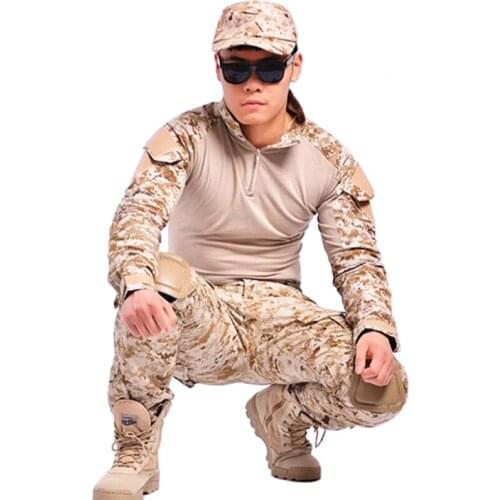 Tactical airsoft military clothing camouflage suit hunting combat military uniform long sleeve with Knee elbow pads army shirt