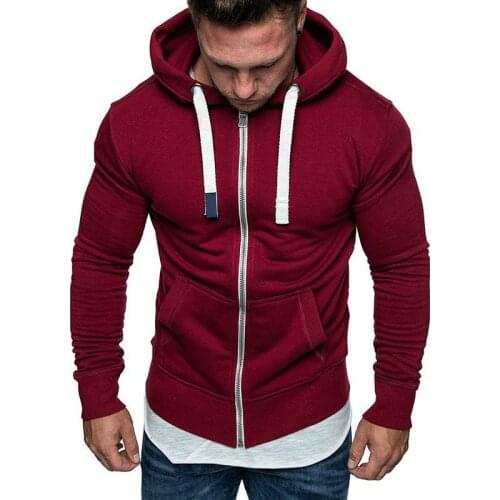 New Fashion Mens Sweatshirts Solid Slim Fit Sportswear Male Hoodies Long Sleeve Casual Hooded Zipper Hoodie Men