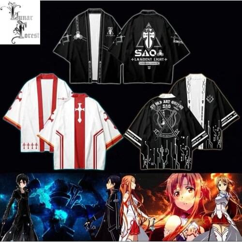 Sword Art Online SAO Printing Japanese Kimono Haori Yukata Women/Men Fashion Summer Casual Cool Short Sleeve Streetwear