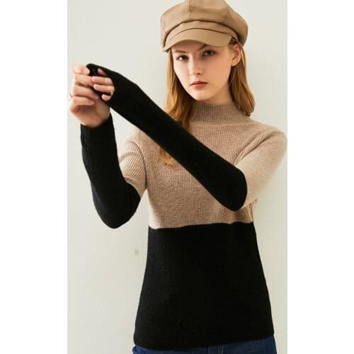 Adishree 2020 woman winter 100% Cashmere sweater autumn knitted Pullovers Warm Female thickening Turtleneck patchwork