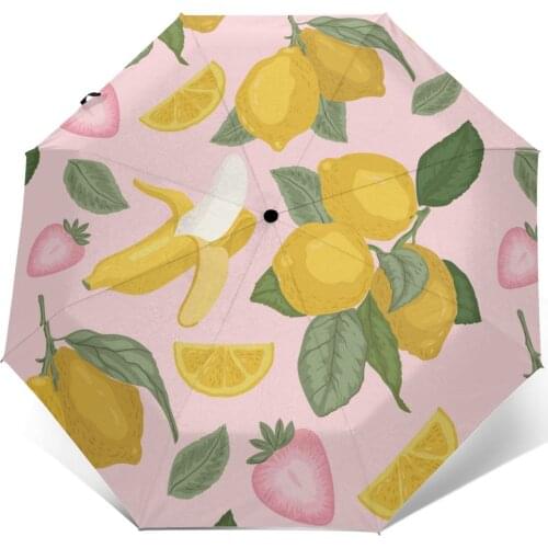 Sunny Umbrella Fruit Of Lemons Bananas Automatic folding portable men women umbrella Sunscreen rain Windproof beach parasol