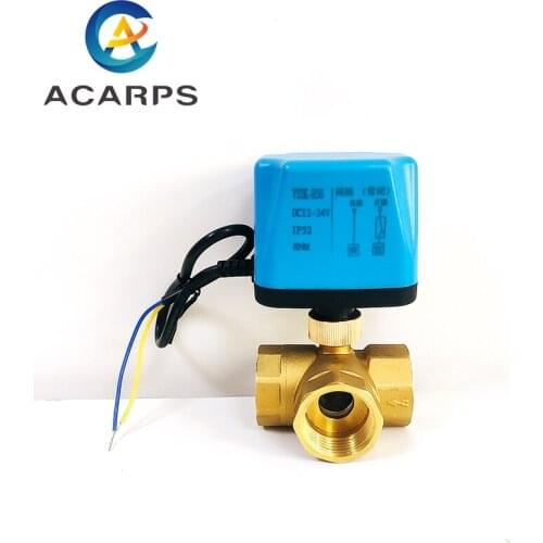 1" Three Way 220V 12V 24V 2-wire Brass Electric Ball Valve Normally Closed Motorized Ball Valve