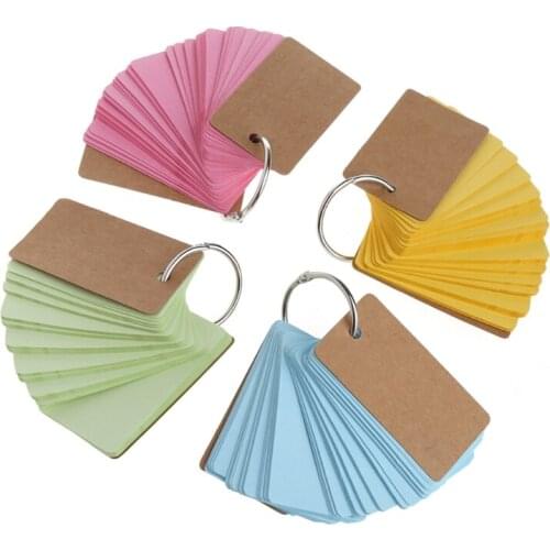 1PC(230 sheets)Kraft Paper Binder Ring Easy Flip Flash Cards Study Memo Pads DIY Stationery Bookmark School Office Supply