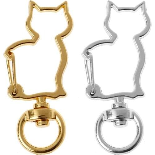 10Pcs Cat Metal Swivel Clasps Lobster Snap Clasp Hook Keychain Jewelry Making T4MD