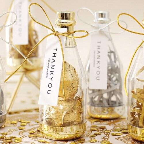 12pcs Plastic Candy Box DIY Champagne Bottle Plastic Box Baby Shower Wedding Favor Gift Boxes Party Decoration Supply