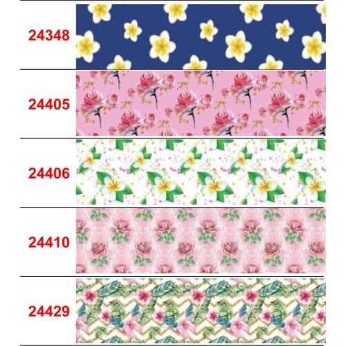 16mm-75mm Retro Flower Series Printed Grosgrain/Foe Ribbon Lace Red Rose DIY Festival Day Hair Bowknots 50yards/roll
