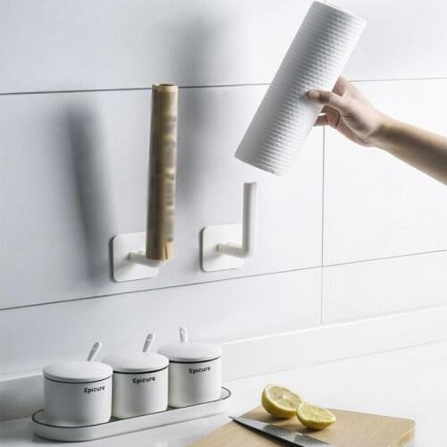 2pcs Kitchen Cling Film Rack Without Punching Wall-Mounted Multi-Function Roll Paper Storage Rack Fresh-Keeping Bag Pot Lid Rack