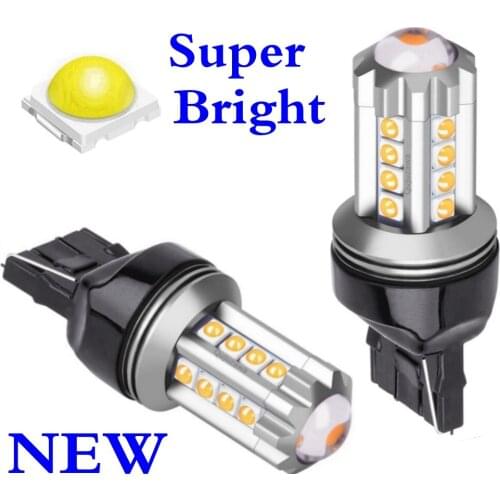 2PCS T20 7440 W21W WY21W Super Bright LED Car Tail Brake Bulb Auto Backup Reverse Light Rear Fog Lamp Parking Light Turn Signals