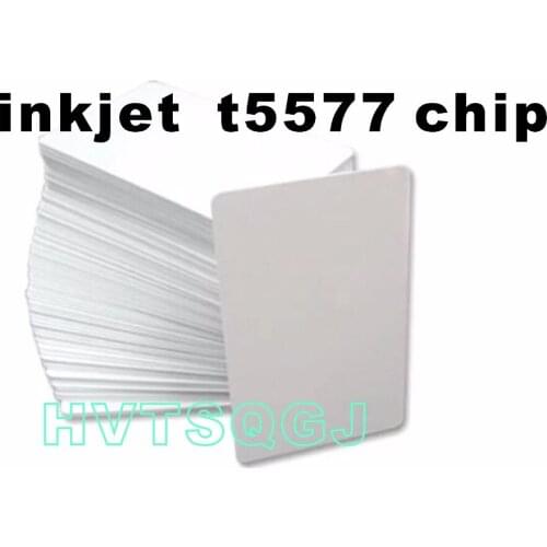 300pcs Free shipping 125khz T5577 inkjet printing cr80 blank pvc card
