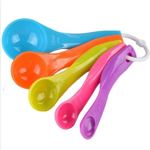 5pcsSet Colorful Plastic 1 2.5 5 7.5 15ml g Mini Size Kitchen Craft Measuring Spoons Powder Coffee Cake Soda Salt Liquid Tools
