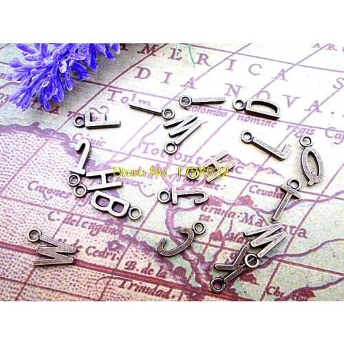 50PCS Alphabet Letter Charms, Antique bronze Tone Great for So Many Project,"A-Z " Charms Pendant